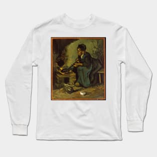 Peasant Woman Cooking by a Fireplace Long Sleeve T-Shirt